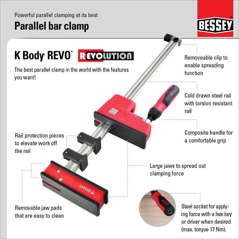 Bessey K Body® REVO™ Parallel Clamp - A&M Wood Specialty